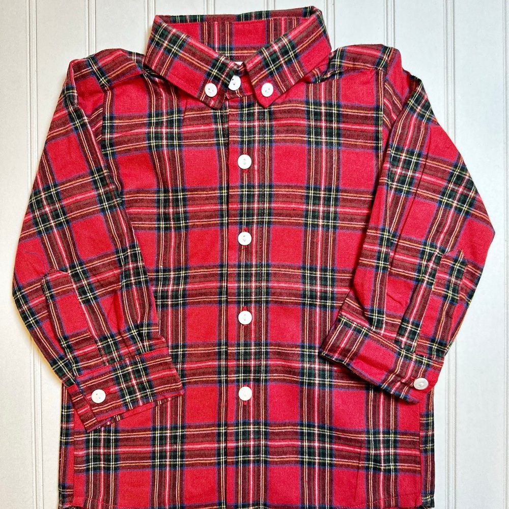 NWT Boy’s Red Plaid Flannel Button Down Shirt